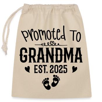 Promoted To Grandma 2025 New Grandma Grandmother - Closable cotton gift bag (25x30cm) - nature - Front