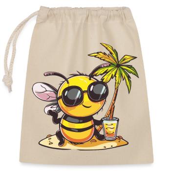 Bee Summer Beach Vacation - Closable cotton gift bag (25x30cm) - nature - Front
