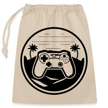 Spiel Controller Grafik - Verschließbarer Geschenkbeutel aus Baumwolle (25x30cm) - Natur - Vorne