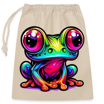 Frog - Closable cotton gift bag (25x30cm) - nature - Front