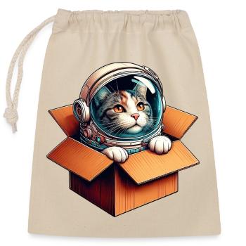 Astronaut Katze - Verschließbarer Geschenkbeutel aus Baumwolle (25x30cm) - Natur - Vorne