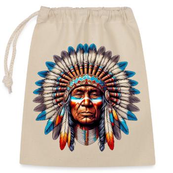 Amerikanisch, Indianer, Amerikaner - Verschließbarer Geschenkbeutel aus Baumwolle (25x30cm) - Natur - Vorne