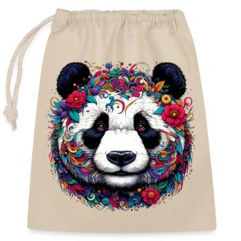 Panda - Verschließbarer Geschenkbeutel aus Baumwolle (25x30cm) - Natur - Vorne