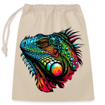 Iguana - Closable cotton gift bag (25x30cm) - nature - Front