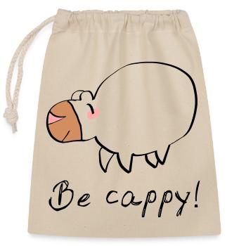 Don't worry - be cappy - Verschließbarer Geschenkbeutel aus Baumwolle (25x30cm) - Natur - Vorne