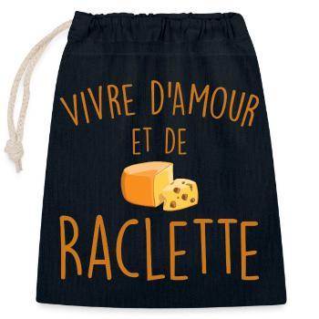 Leben von Liebe und Raclette - Verschließbarer Geschenkbeutel aus Baumwolle (25x30cm) - Navy - Vorne