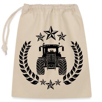 Tracteur en couronne de laurier avec étoiles – Boerenkracht - Sac cadeau en coton avec cordon (25 x 30 cm) - nature - Devant