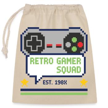 Retro Gamer Squad - für Gamer - Verschließbarer Geschenkbeutel aus Baumwolle (25x30cm) - Natur - Vorne