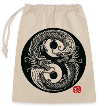 Danse du Dragon - Sac cadeau en coton avec cordon (25 x 30 cm) - nature - Devant