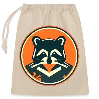 Raccoon Emblem in Orange - Closable cotton gift bag (25x30cm) - nature - Front