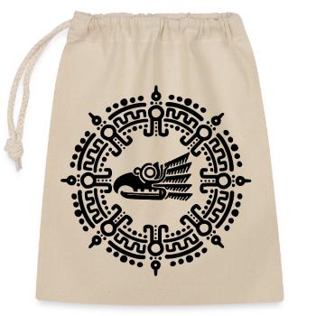 Schwarzes aztekisches Symbol - Verschließbarer Geschenkbeutel aus Baumwolle (25x30cm) - Natur - Vorne