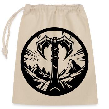Barbarian Symbol – Tribal Axe - Closable cotton gift bag (25x30cm) - nature - Front