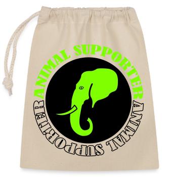  Elefant Tierunterstützer - Verschließbarer Geschenkbeutel aus Baumwolle (25x30cm) - Natur - Vorne