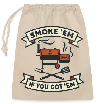 Offset Meat Smoker Low and Slow - Closable cotton gift bag (25x30cm) - nature - Front