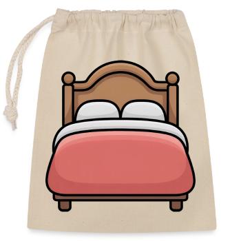 Bett - Comic-Bett - Verschließbarer Geschenkbeutel aus Baumwolle (25x30cm) - Natur - Vorne