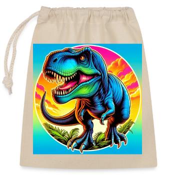 dinosaure - Sac cadeau en coton avec cordon (25 x 30 cm) - nature - Devant
