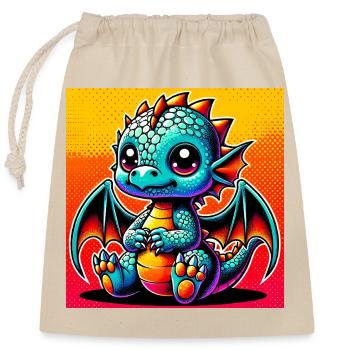dragon - Closable cotton gift bag (25x30cm) - nature - Front