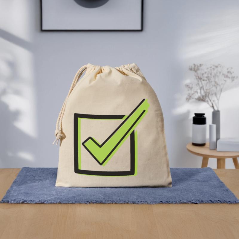 Häkchen Checkliste Box Comic Verschließbarer Geschenkbeutel aus Baumwolle (25x30cm)