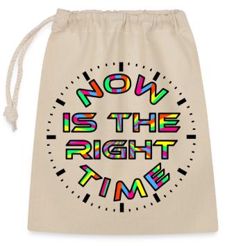 Now & Time - Closable cotton gift bag (25x30cm) - nature - Front
