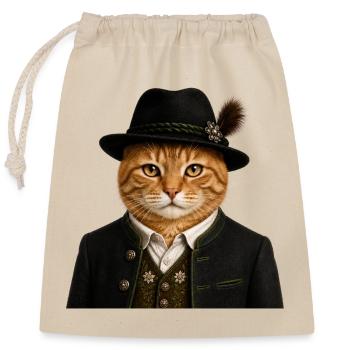 Black Forest tomcat in traditional costume - Closable cotton gift bag (25x30cm) - nature - Front