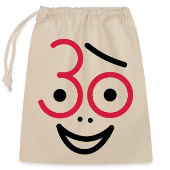 Juhu 30 years! - Closable cotton gift bag (25x30cm) - nature - Front