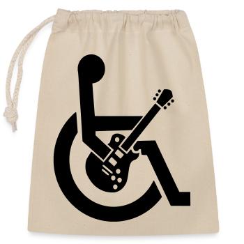 Wheelchair, wheelchair, guitar, guitarist, disability* - Closable cotton gift bag (25x30cm) - nature - Front