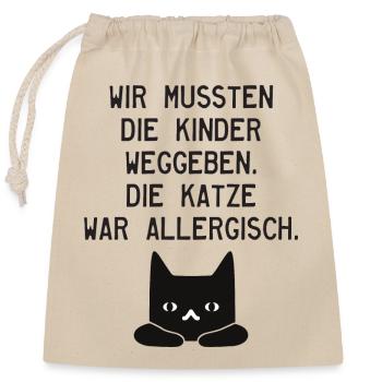Kinder Allergie - Katze - Verschließbarer Geschenkbeutel aus Baumwolle (25x30cm) - Natur - Vorne