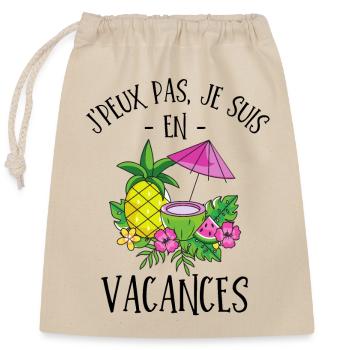 En vacances - Sac cadeau en coton avec cordon (25 x 30 cm) - nature - Devant