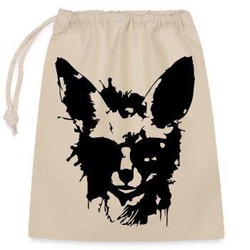 Black Fennec - Closable cotton gift bag (25x30cm) - nature - Front