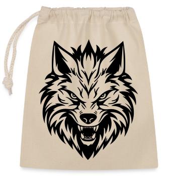Wolf - Verschließbarer Geschenkbeutel aus Baumwolle (25x30cm) - Natur - Vorne