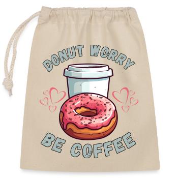 Café & Donut Dreams - Sac cadeau en coton avec cordon (25 x 30 cm) - nature - Devant