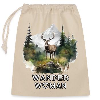 Wander Woman mit Hirsch Krafttier Dorffest - Verschließbarer Geschenkbeutel aus Baumwolle (25x30cm) - Natur - Vorne