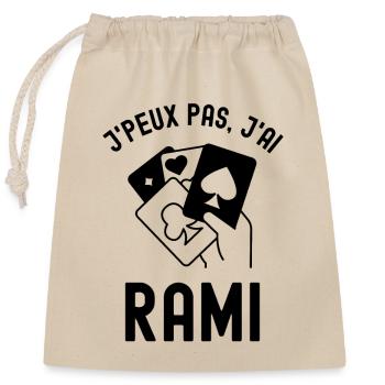 Jeu de cartes rami - Sac cadeau en coton avec cordon (25 x 30 cm) - nature - Devant