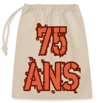 75 ANS - Sac cadeau en coton avec cordon (25 x 30 cm) - nature - Devant