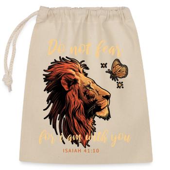 Lion Butterfly Bible Verse - Closable cotton gift bag (25x30cm) - nature - Front