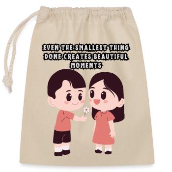 Amour de couple - Sac cadeau en coton avec cordon (25 x 30 cm) - nature - Devant