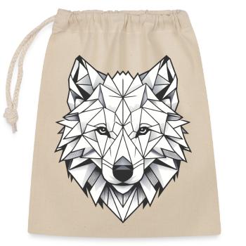 Geometric White Wolf Head - Polygons Motif - Closable cotton gift bag (25x30cm) - nature - Front