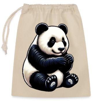 Panda - Closable cotton gift bag (25x30cm) - nature - Front