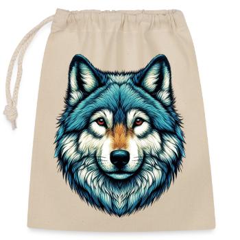 Wolf - Verschließbarer Geschenkbeutel aus Baumwolle (25x30cm) - Natur - Vorne