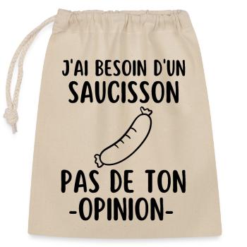 Saucisse humour - Sac cadeau en coton avec cordon (25 x 30 cm) - nature - Devant