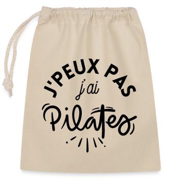 Je peux pas j ai pilates 5 - Sac cadeau en coton avec cordon (25 x 30 cm) - nature - Devant