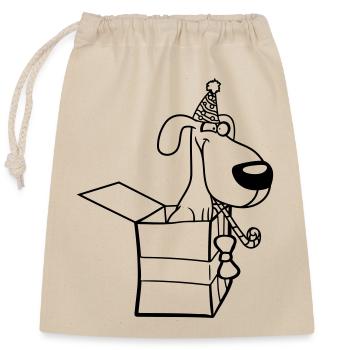 Chien Anniversaire Cadeau Fête Chapeau Célébrer Crapaud - Sac cadeau en coton avec cordon (25 x 30 cm) - nature - Devant