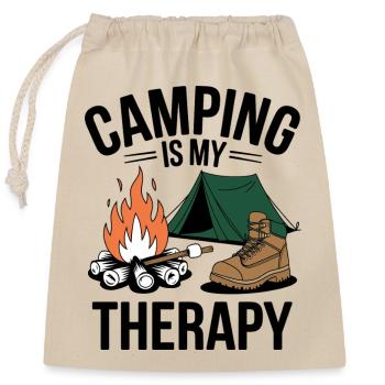Le camping est ma thérapie - Sac cadeau en coton avec cordon (25 x 30 cm) - nature - Devant