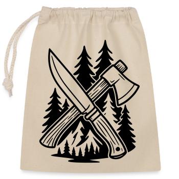 Survie - couteau et hache - Sac cadeau en coton avec cordon (25 x 30 cm) - nature - Devant