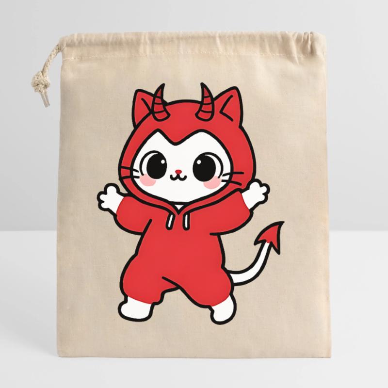 Cat Devil Kapuzenpullover Rot Verschließbarer Geschenkbeutel aus Baumwolle (25x30cm)