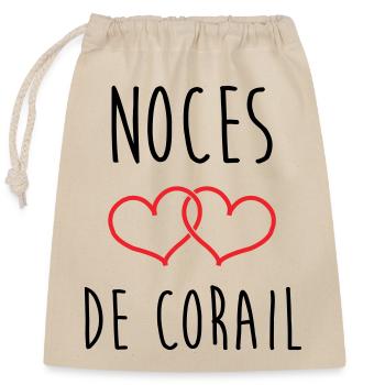 Noces de Corail 11 ans de mariage - Sac cadeau en coton avec cordon (25 x 30 cm) - nature - Devant