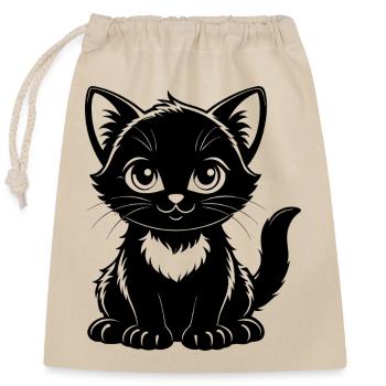 Süße Katze - Verschließbarer Geschenkbeutel aus Baumwolle (25x30cm) - Natur - Vorne