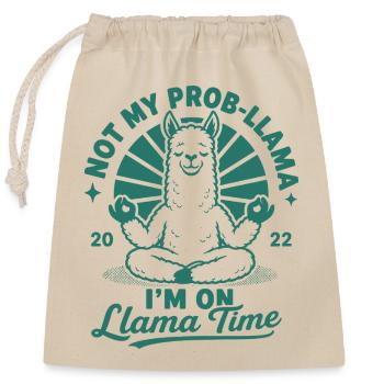 Ce n’est pas mon temps prob-llama lama - Sac cadeau en coton avec cordon (25 x 30 cm) - nature - Devant