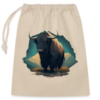 Yak Lover Illustration - Closable cotton gift bag (25x30cm) - nature - Front