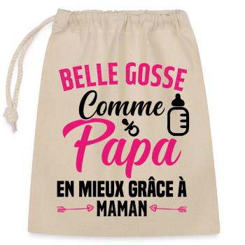 Belle Gosse Comme Papa Cadeau Belle Fille - Sac cadeau en coton avec cordon (25 x 30 cm) - nature - Devant